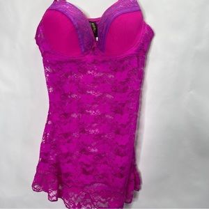 Just Sexy Lingerie Pink Lace Teddy Size L